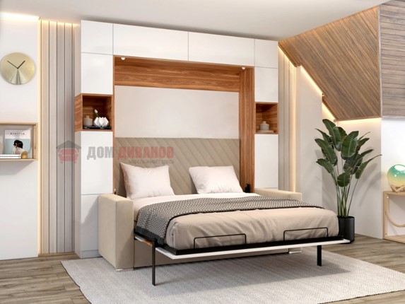 Кровать-шкаф с диваном Аделина 1400х2000 в Саратове - изображение