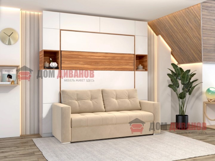 Кровать-шкаф с диваном Аделина 1400х2000 в Саратове - изображение 1