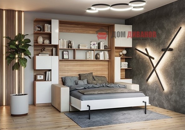Кровать-шкаф с диваном Дина, 1400х2000 в Энгельсе - изображение