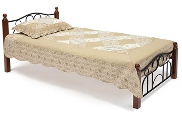Кровать AT-808 дерево гевея/металл, 90*200 см (Single bed), красный дуб/черный в Саратове