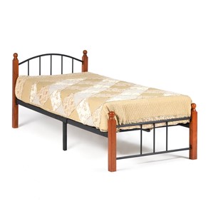Кровать AT-915 дерево гевея/металл, 90*200 см (Single bed), красный дуб/черный в Саратове