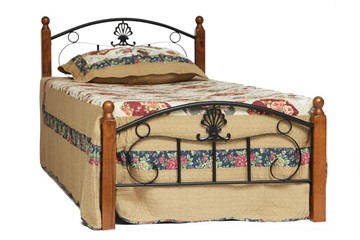 Кровать 1-спальная РУМБА (AT-203)/ RUMBA  дерево гевея/металл, 90*200 см (Single bed), красный дуб/черный в Саратове