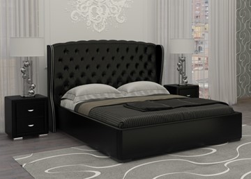 Двуспальная кровать Dario Grace 140x200, Экокожа (Черный) в Саратове