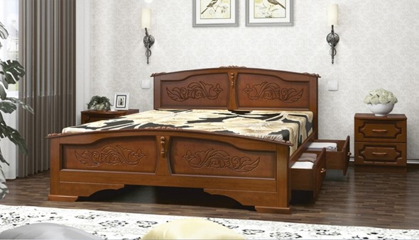 Кровать с выкатными ящиками Елена (Орех) 120х200 в Саратове - изображение