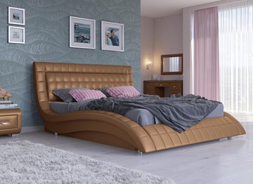 Кровать с подъемным механизмом Атлантико 160x200, Экокожа (Бронзовый перламутр) в Саратове