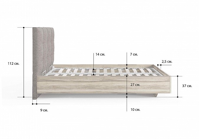 Кровать с подъемным механизмом Victoria (ясень ориноко) 180х190 в Энгельсе - изображение 1