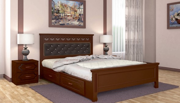 Кровать с выкатными ящиками Грация (Орех) 160х200 в Энгельсе - изображение