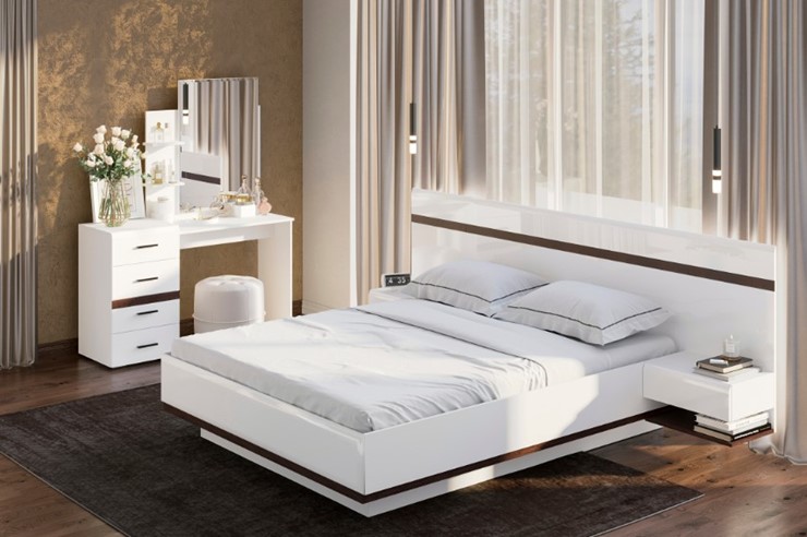 Гарнитур в спальню Соло, белый/белый глянец/венге в Энгельсе - изображение