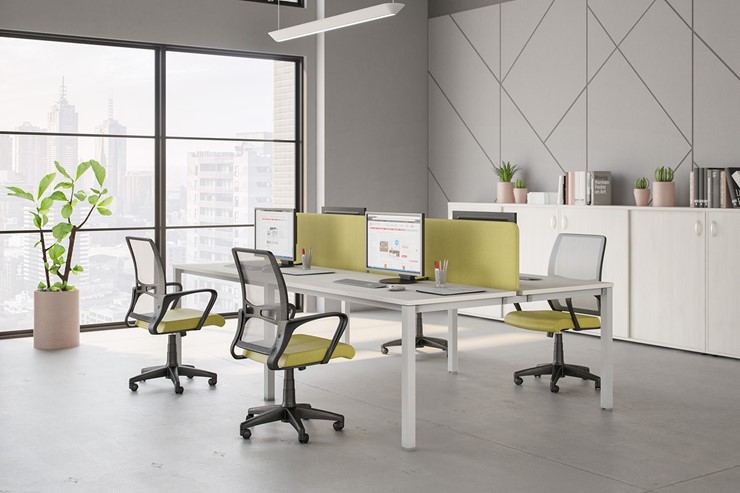 Комплект офисной мебели Комфорт КФ (белый премиум) на белом металокаркасе в Саратове - изображение