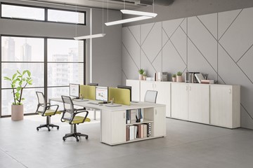 Офисный набор мебели Комфорт КФ (белый премиум) на сером металокаркасе в Энгельсе