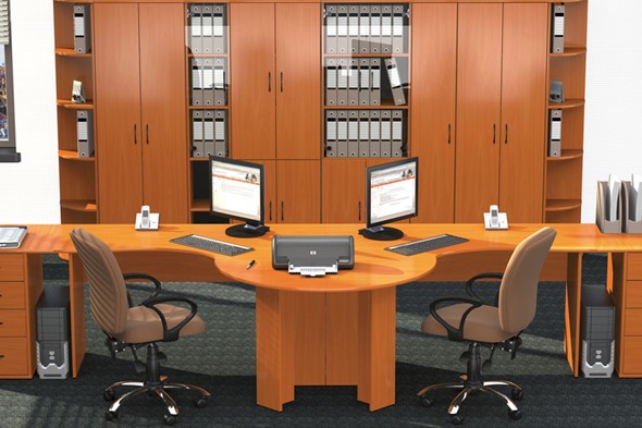 Мебель для персонала Классик для двух сотрудников с большим шкафом в Саратове - изображение