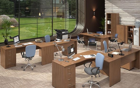 Офисный комплект мебели IMAGO три стола, 2 шкафа, стеллаж, тумба в Саратове - изображение