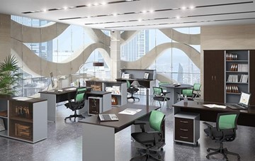 Офисный набор мебели IMAGO четыре рабочих места, стол для переговоров в Саратове - предосмотр