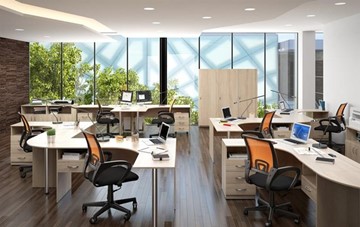 Офисный комплект мебели SIMPLE с эргономичными столами, тумбами, шкафами в Саратове - предосмотр