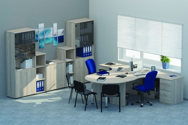 Комплект офисной мебели Twin для 2 сотрудников с совмещенными столами в Саратове - изображение