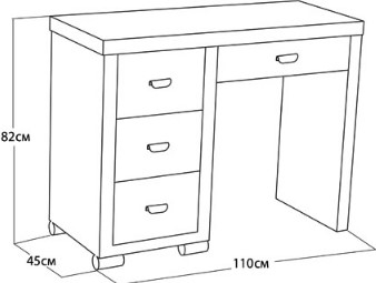 Косметический столик OrmaSoft 2, 4 ящика, левый, экокожа коричневая/кремовая в Саратове - изображение 1