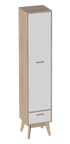 Детский шкаф одностворчатый Калгари, Дуб натуральный светлый/Белый матовый в Энгельсе