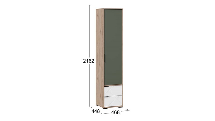 Шкаф для белья комбинированный Лео ТД-410.07.21 (Гикори джексон/Белый матовый/Дымчатый зеленый) в Саратове - изображение 2
