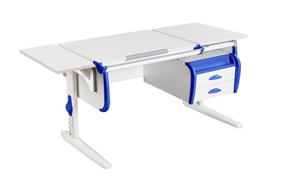 Детский стол-трансформер 1/75-40 (СУТ.25) + Polka_b 1/550 + Tumba 3 белый/белый/Синий в Энгельсе - изображение