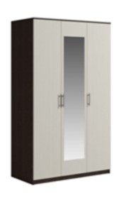 Шкаф 3 двери Светлана, с зеркалом, венге/дуб молочный в Саратове