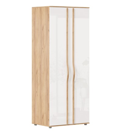 Шкаф двухдверный Марта-2 Дуб золотой/Белый глянец ЛД 406.020 в Саратове - изображение