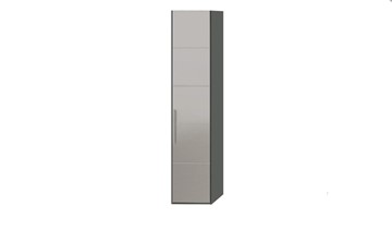 Распашной шкаф Наоми с зеркальной дверью правый, цвет Фон серый, Джут  СМ-208.07.02 R в Саратове