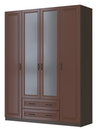 Шкаф четырехстворчатый в спальню Кантри, лак орех ШР-4, с 2мя зеркалами в Энгельсе - изображение