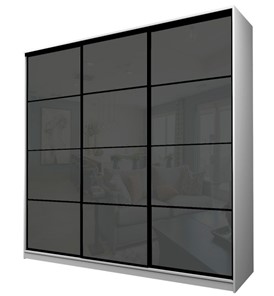 Шкаф 3-х дверный MAX МШ-27-6-27-222, Профиль Черный/Цвет Белый/с темно-серой пленкой Oracal в Саратове