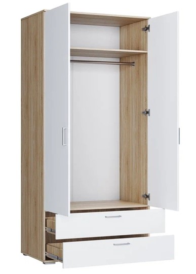 Шкаф со створками ШР-2/1 с ящиками Лайт Дуб сонома / Белый в Саратове - изображение 1