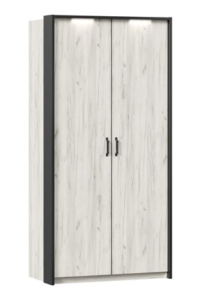Шкаф 2х-дверный Техно с паспарту, Дуб крафт белый в Энгельсе - изображение