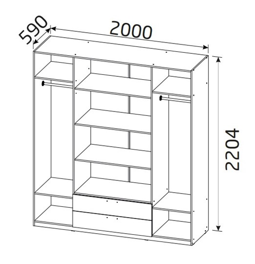 Шкаф 4-х дверный Вега с 2 ящиками в Энгельсе - изображение 1