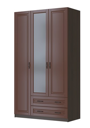 Шкаф трехстворчатый в спальню Кантри лак орех ШР-3, с 1 зеркалом в Энгельсе - изображение