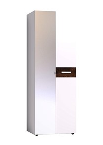 Шкаф-пенал Норвуд 54 фасад зеркало + стандарт, Белый-Орех шоколадный в Энгельсе