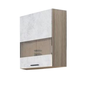 Шкаф кухонный со стеклом Модус, Ш500с/720, цемент светлый в Саратове - предосмотр