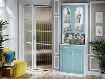 Кухонный шкаф Констанция 2-х створчатый, голубой в Энгельсе