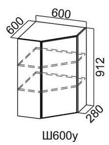 Настенный шкаф угловой, Модус, Ш600у/912, галифакс в Энгельсе