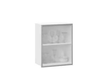 Шкаф на кухню 600, Шервуд, со стеклом правый, ЛД 281.352.000.116, белый/серый в Энгельсе