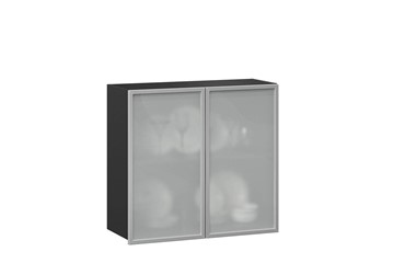 Шкаф кухонный 800, Шервуд, со стеклом ЛД 281.361.000.030, серый/черный в Энгельсе