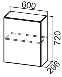 Навесной кухонный шкаф Стайл, Ш600/720(1ств), МДФ в Энгельсе