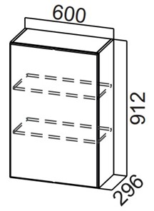 Навесной кухонный шкаф Стайл, Ш600/912(1ств), МДФ в Энгельсе