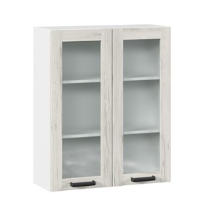 Навесной кухонный шкаф 800 со стеклом высокий Винченца ЛД 234.460.000.040, Белый/Дуб Крафт белый в Энгельсе