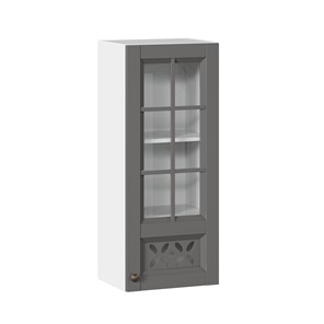 Шкаф на кухню Амели-3 400 высокий со стеклом ЛД 299.420.000.040, Белый/Оникс серый в Энгельсе