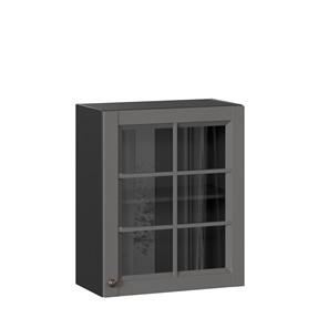 Кухонный шкаф Амели-3 600 со стеклом ЛД 299.350.000.032, Черный/Оникс серый в Саратове