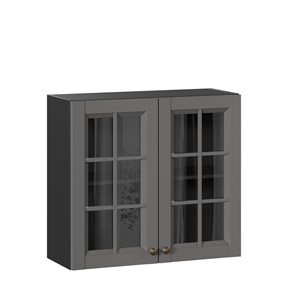 Шкаф на кухню Амели-3 800 со стеклом ЛД 299.360.000.036, Черный/Оникс серый в Саратове