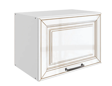 Кухонный шкаф Атланта L500 Н360 (1 дв. гл.) эмаль (белый/белый глянец патина золото) в Энгельсе