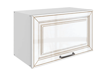 Кухонный шкаф Атланта L600 Н360 (1 дв. гл.) эмаль (белый/белый глянец патина золото) в Саратове