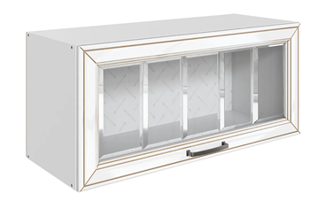 Навесной кухонный шкаф Атланта L800 Н360 (1 дв. рам.) эмаль (белый/белый глянец патина золото) в Энгельсе