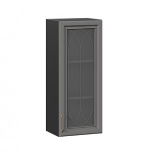 Кухонный шкаф Джелатто 400 высокий со стеклом ЛД 241.420.000.152, Черный/Оникс серый в Саратове