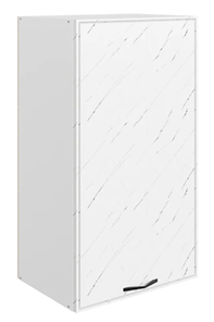 Навесной шкаф Монако L450 Н900 (1 дв. гл.), белый/мрамор пилатус матовый в Энгельсе