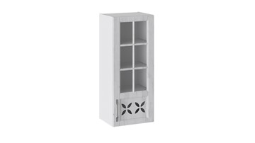 Кухонный навесной шкаф Прованс (Белый глянец/Санторини светлый) cо стеклом правый В_96-40_1ДРДс(R) в Саратове